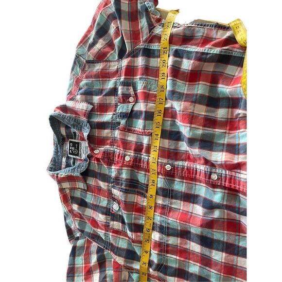 PROJEKRAW Mens Multicolor Plaid Collared Short Sleeves Button-Up Shirts XL - Picture 6 of 15